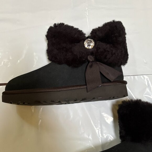 UGG Mini Bailey Bow II Boots Black NEW Sz USA 5 Authentic $200 - Picture 9 of 11